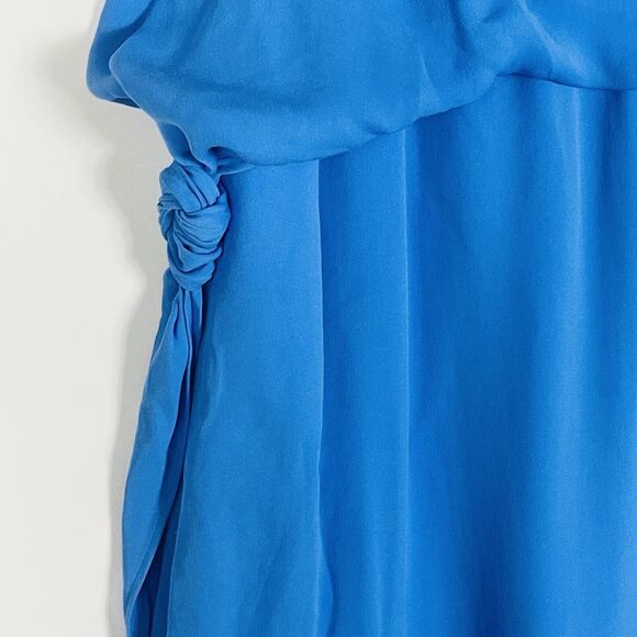 Kobi Halperin Blue Silk Sleeveless Blouson Asymmetrical Side Tie Dress Womens 10 - Picture 4 of 9